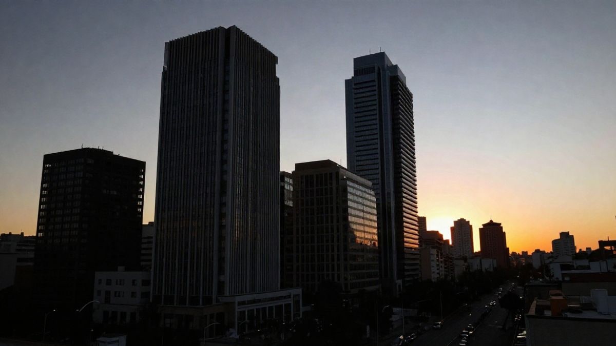 Illustrative image: silhouettes of buildings at sunset, symbolising the corporate environment and investment.