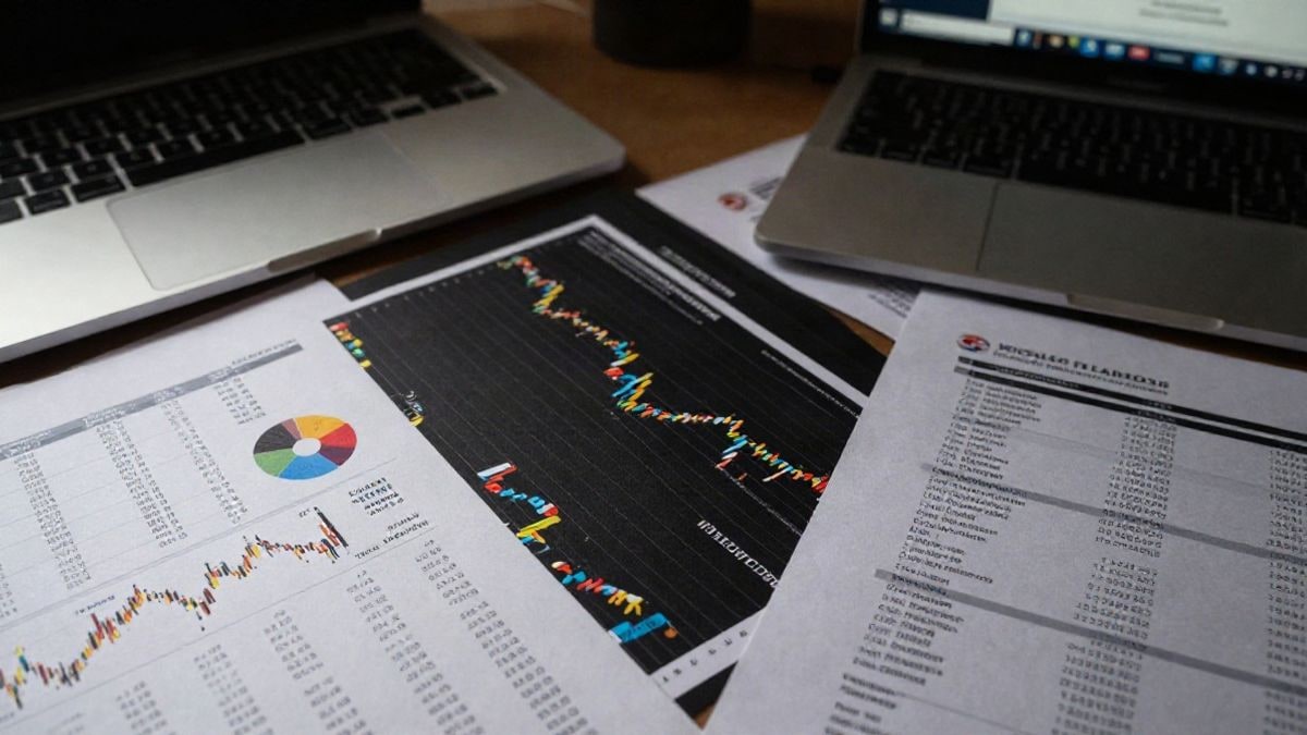 Imagen ilustrativa: vista cenital de gráficos financieros sobre una mesa con documentos de inversión y un ordenador portátil