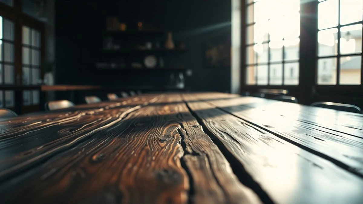 Lingote de oro sobre mesa de madera con luz dramática y gráficos de fondo desenfocados