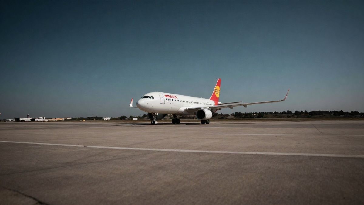 Illustrative image: an airport runway under a clear sky, representing the airport context in Spain.