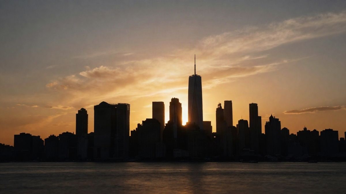 Illustrative image: silhouettes of an urban skyline at sunset representing the financial sector and cryptocurrencies.