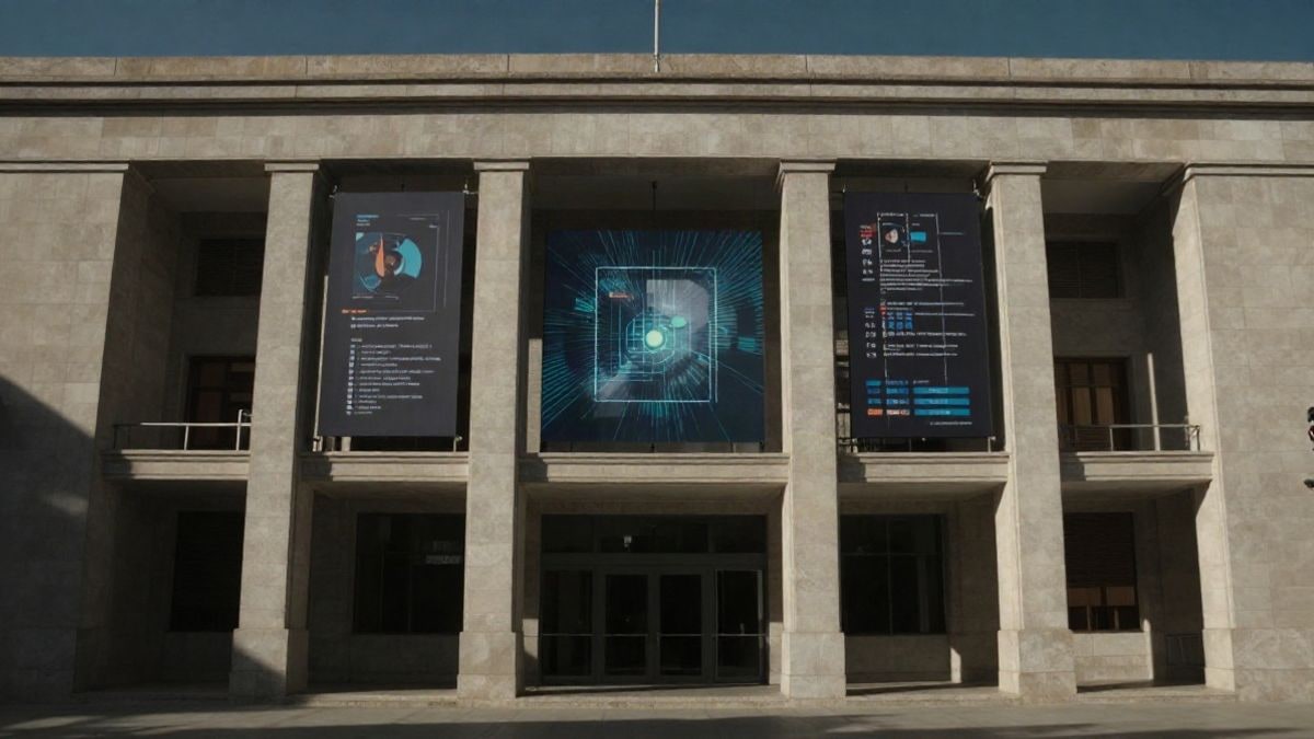 Imagen ilustrativa: un edificio judicial genérico con elementos de tecnología moderna, simbolizando la transformación digital del sistema judicial.