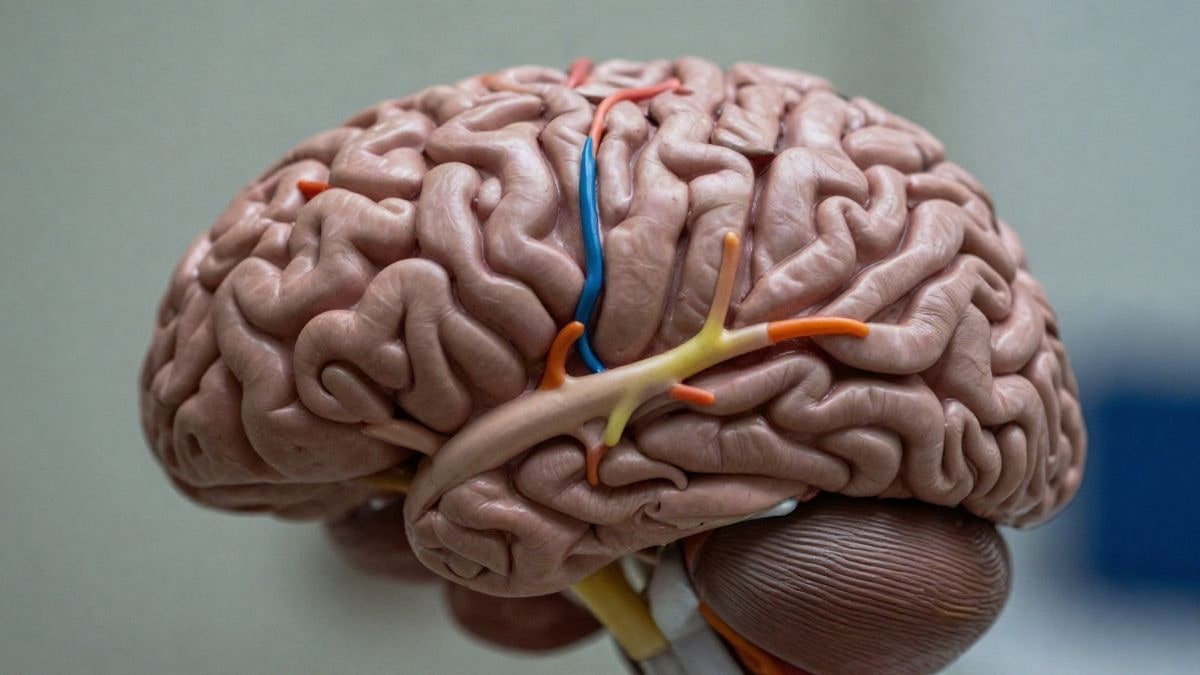 Imagen ilustrativa: modelo de cerebro con vías neuronales resaltadas, representando el desarrollo cerebral de forma genérica.