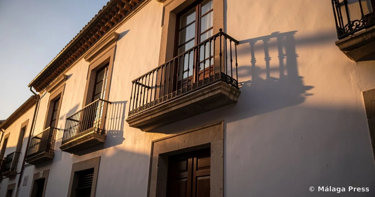 Fachada del Ayuntamiento de Vélez-Málaga al atardecer con luz natural dramática