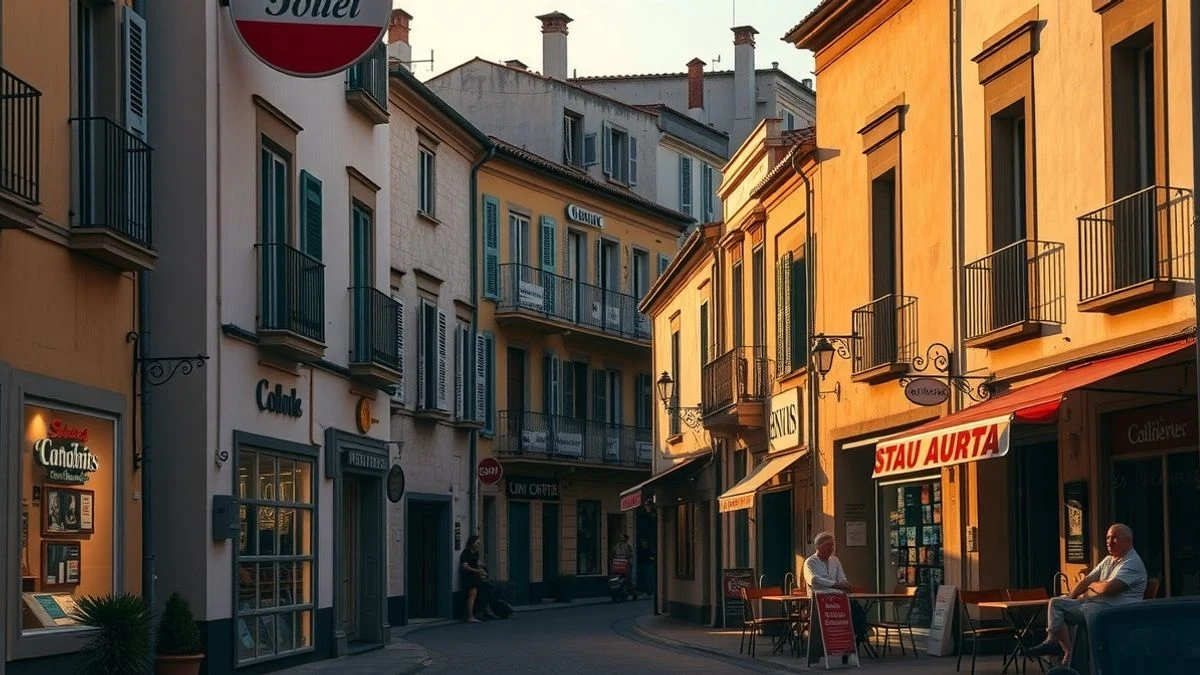 Escaparate de tienda con cartel de bonos descuento al atardecer