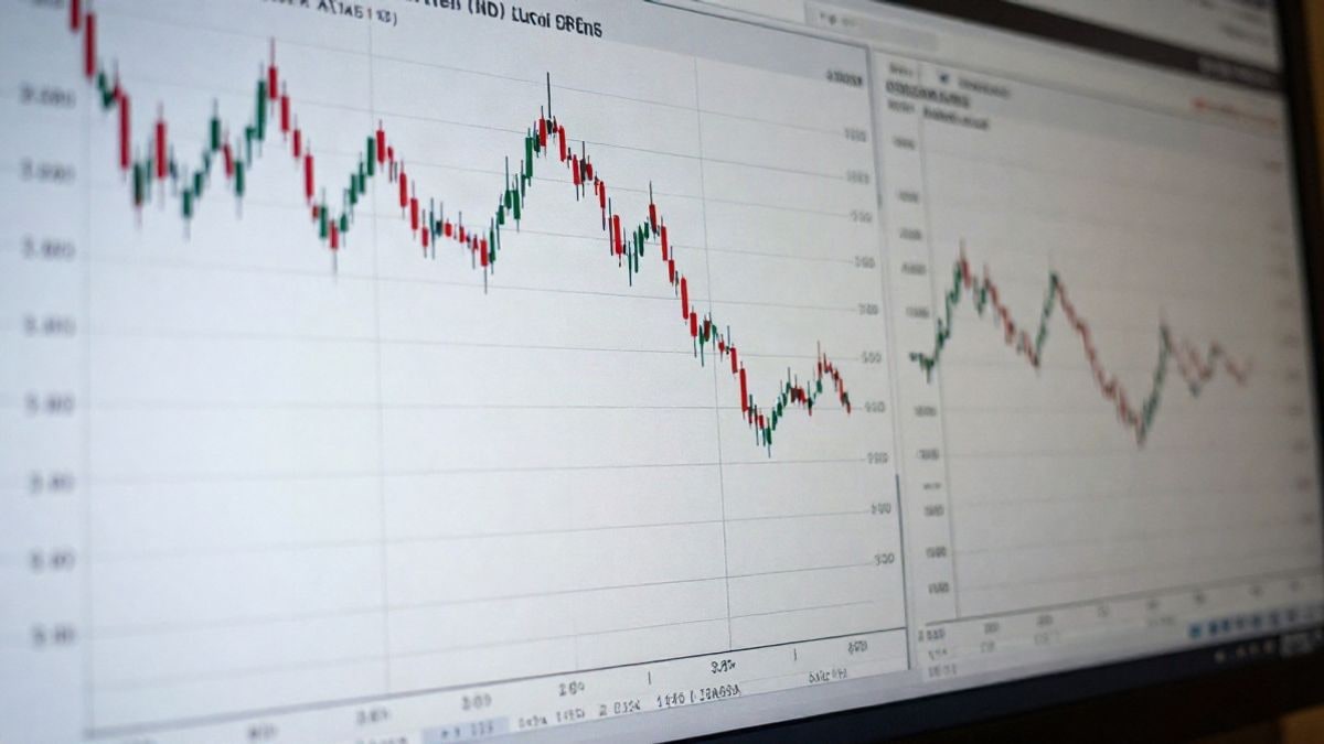 Illustrative image: generic representation of a financial chart with downward trends, symbolizing short selling in the stock market.