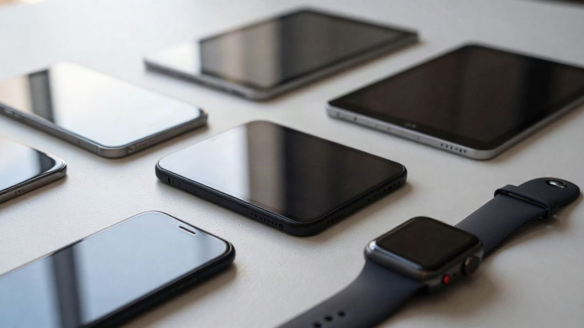 Imagen ilustrativa: varios dispositivos electrónicos como smartphones y tablets sobre un fondo moderno y limpio.