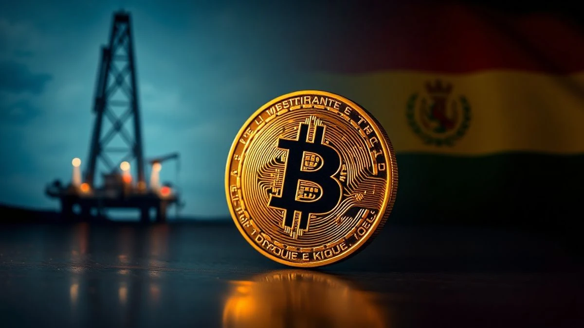 Moneda de criptomoneda Zcash sobre superficie oscura con desenfoque de fondo que sugiere tensiones geopolíticas