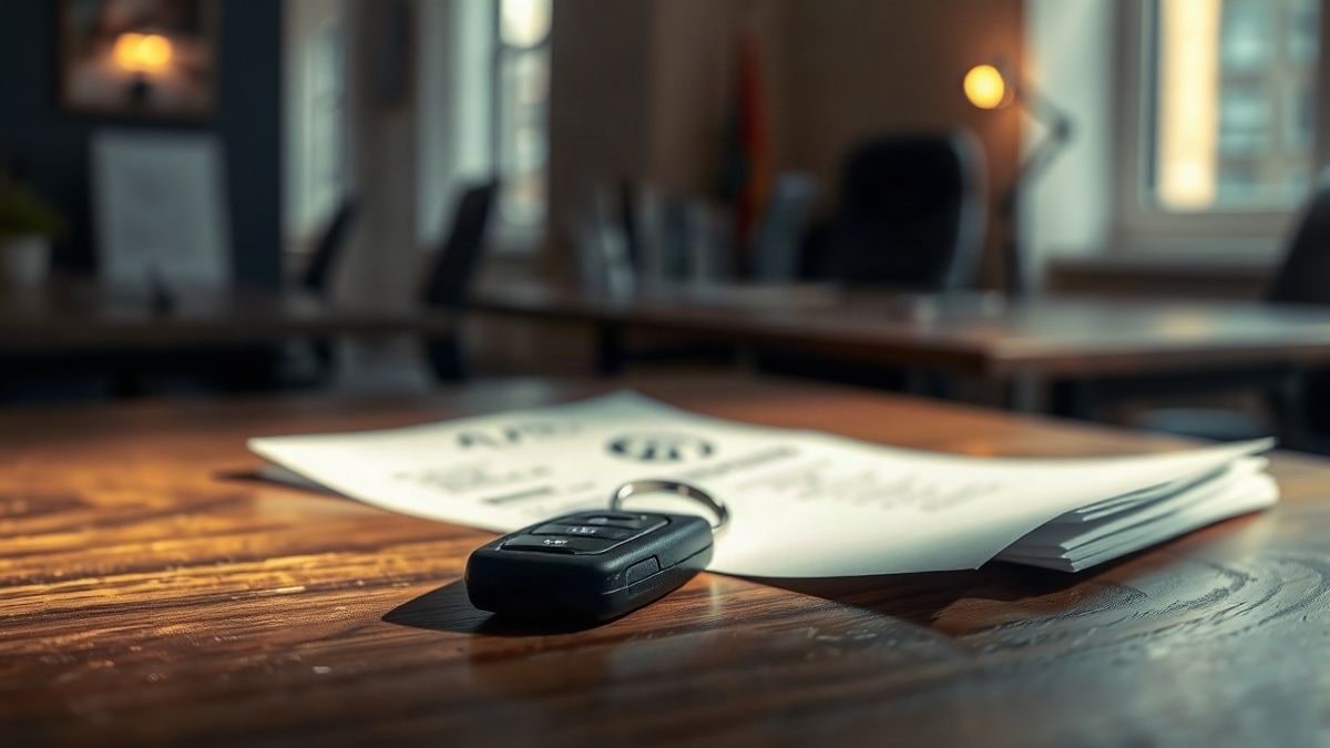 Imagen ilustrativa: detalle de una llave de coche sobre una mesa de madera junto a documentación