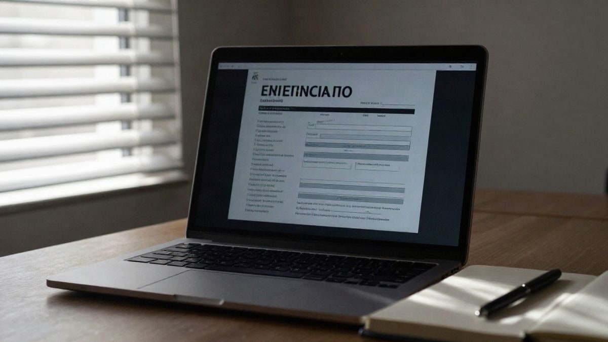 Illustrative image: desk with laptop and job application form in an office