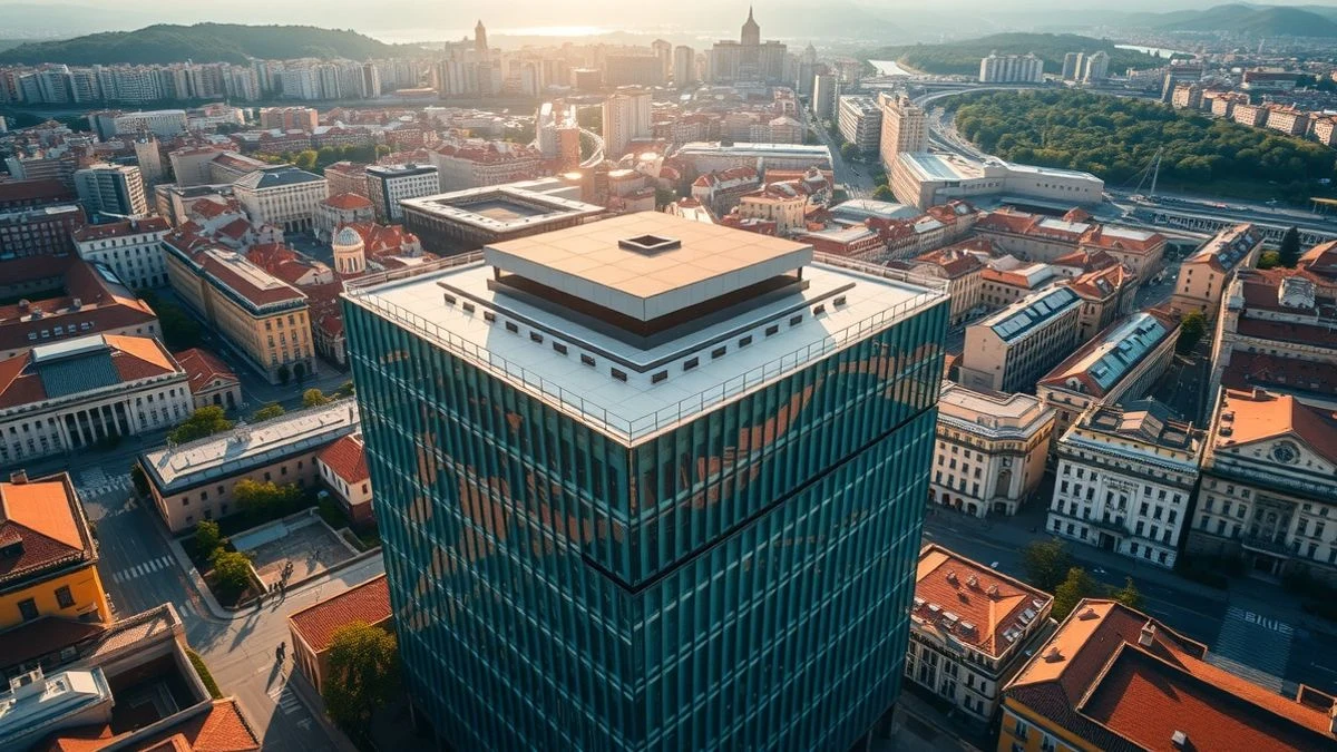 Vista aérea del edificio de la Diputación Foral de Bizkaia en Bilbao