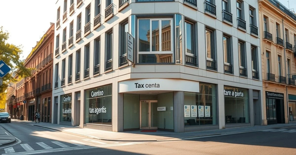 Fachada de un edificio de oficinas de la Agencia Tributaria de Cataluña en Barcelona