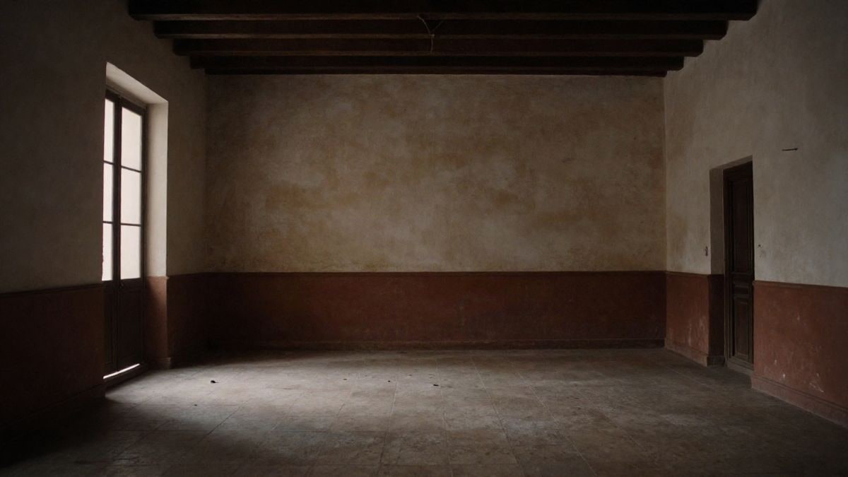 Imagen ilustrativa: interior de una cámara del Parlamento Europeo vacía con luz natural dramática