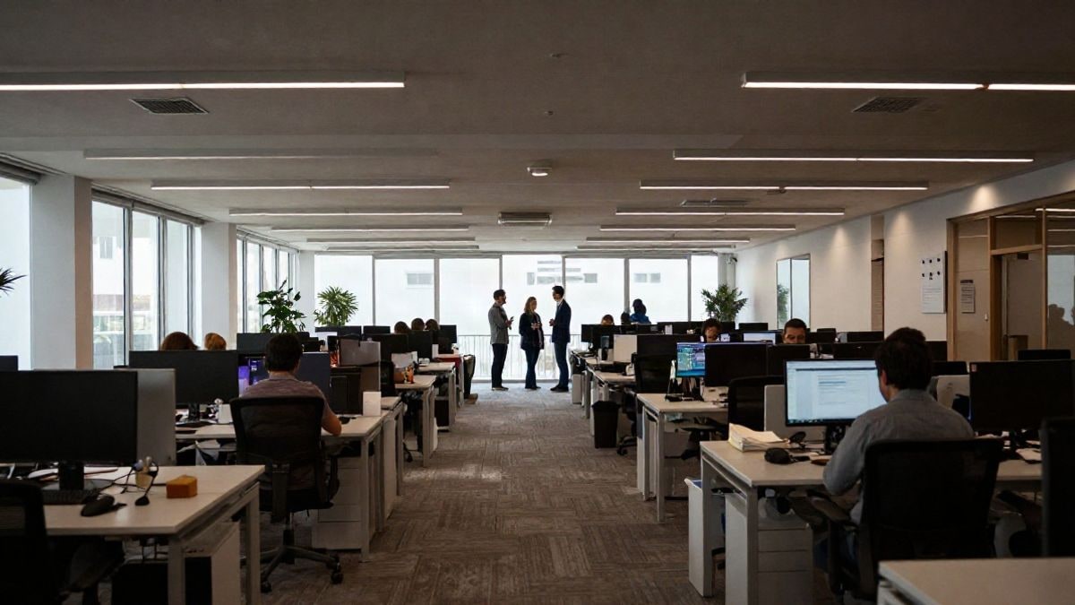 Imagen ilustrativa: un espacio de oficina moderno y tecnológico que simboliza la innovación y la colaboración en el sector empresarial.