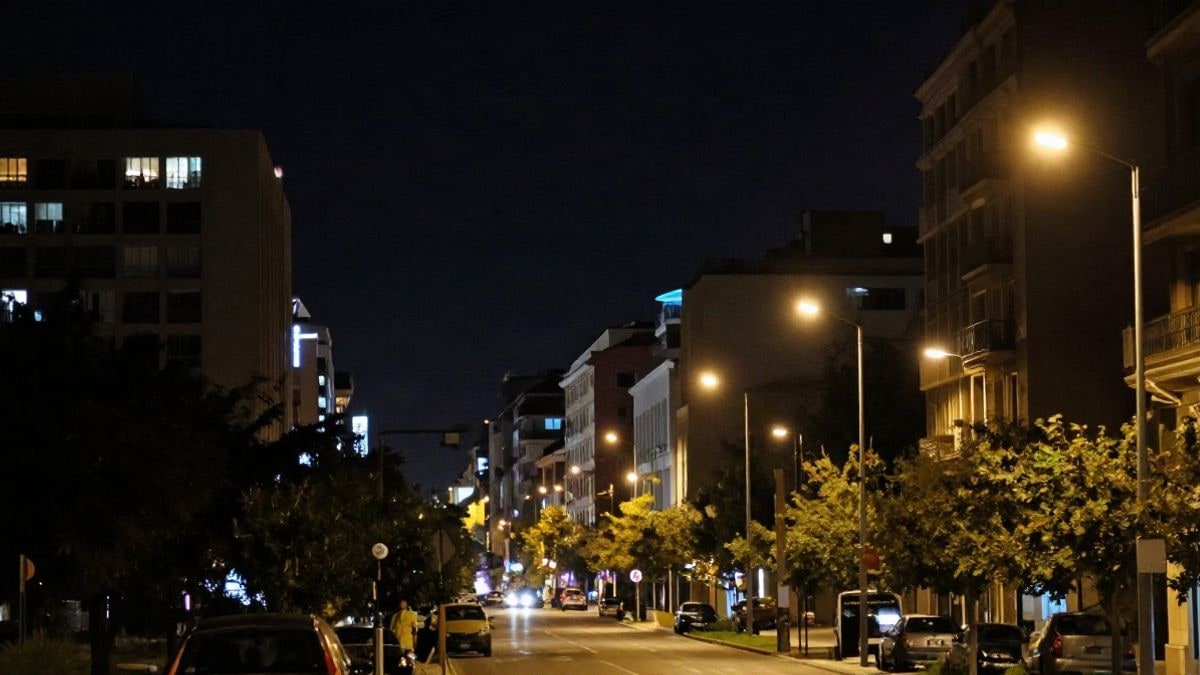 Illustrative image: night view of a city with artificial lights highlighting a business environment, with no people or recognizable faces.
