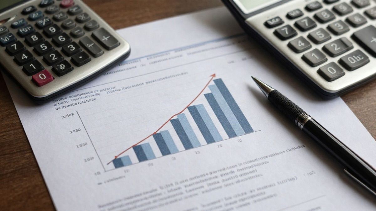 Illustrative image: a financial report on interest rates with graphs and documents on a table, with no identifiable people or elements.