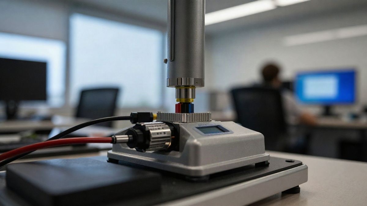 Imagen ilustrativa: dispositivo tecnológico de energía en un entorno de oficina moderna, representando innovación y tecnología.