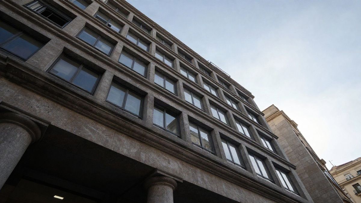 Imagen ilustrativa: edificio de oficinas de una entidad financiera bajo un cielo despejado, sin personas ni elementos identificables.