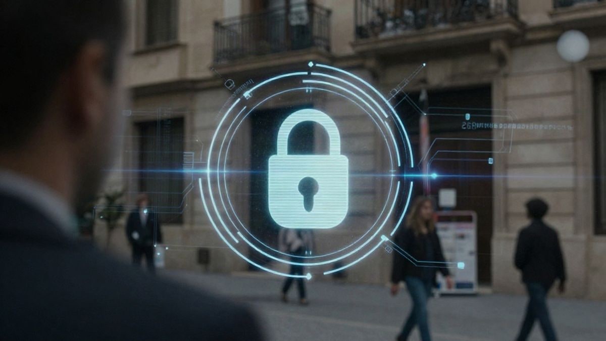 Illustrative image: futuristic scene symbolising artificial intelligence and security, with abstract elements in a technological environment.