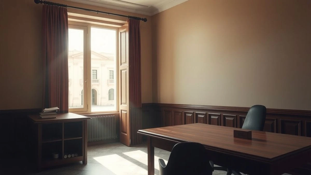 Imagen ilustrativa: un despacho de alcaldía vacío con luz de ventana lateral