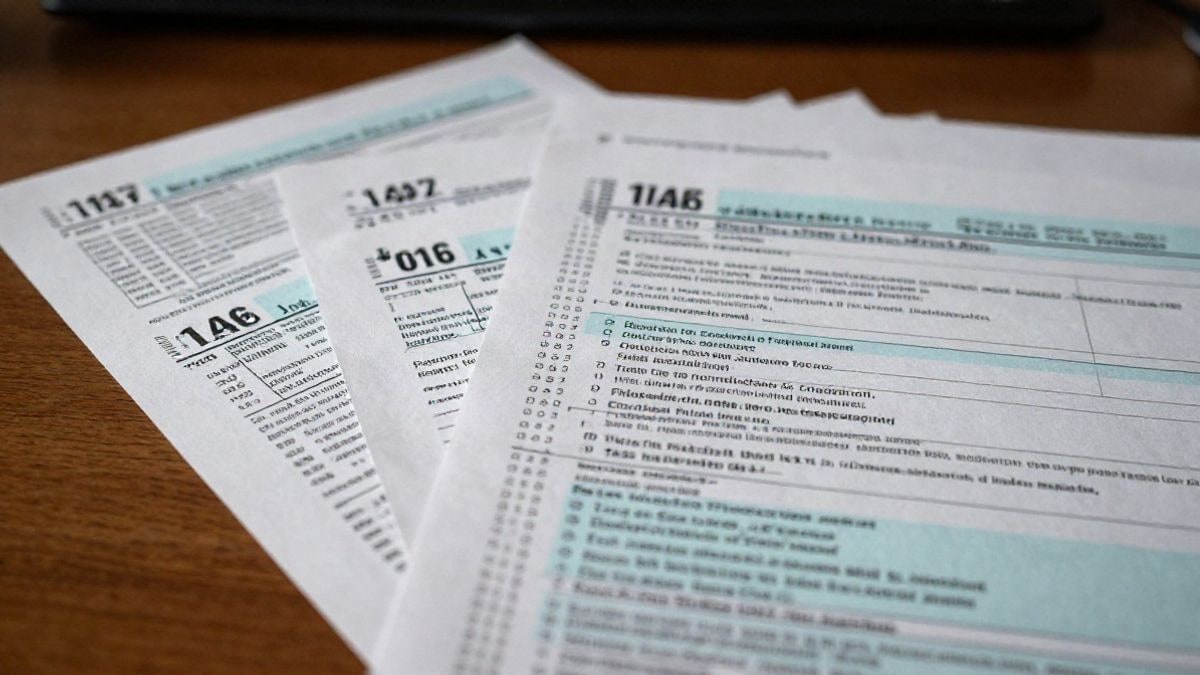 Illustrative image: tax documents and financial reports on a wooden desk, creating a financial analysis atmosphere.