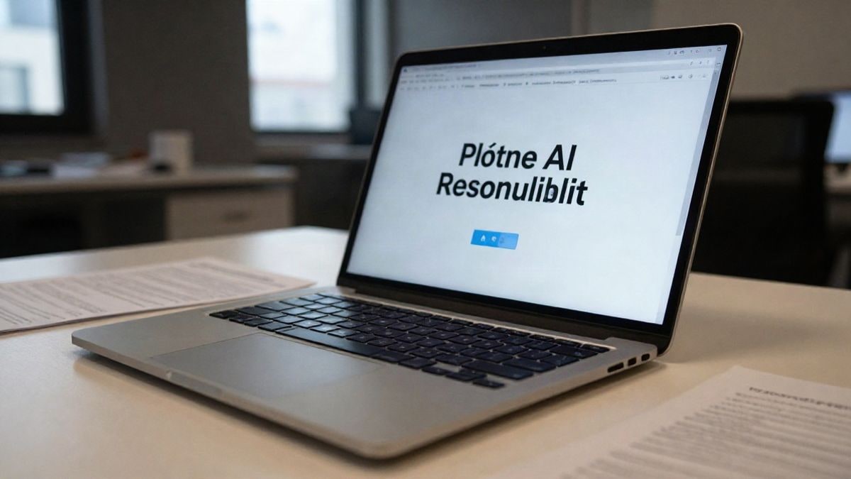Imagen ilustrativa: un escritorio moderno con un portátil y documentos, simbolizando la regulación de la inteligencia artificial
