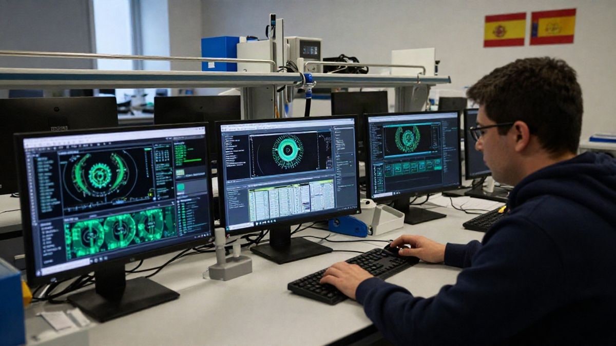Imagen ilustrativa: un laboratorio tecnológico avanzado con computadoras y visualizaciones de datos, representando un ambiente de innovación.