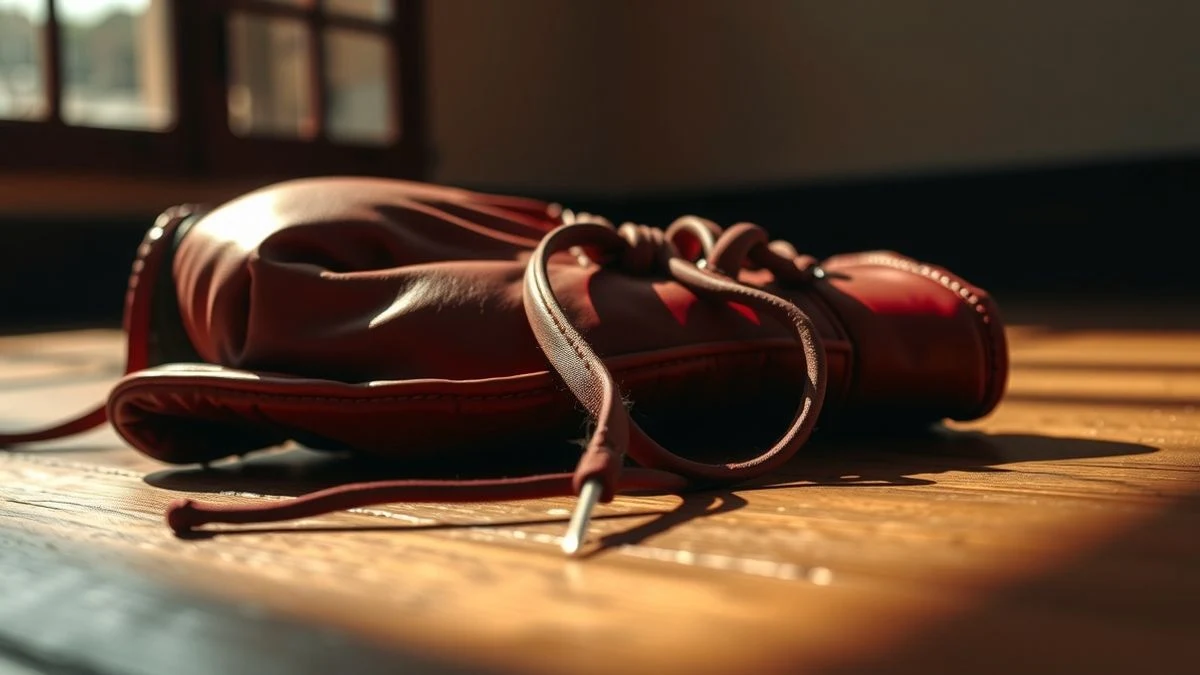 Imagen ilustrativa: detalle de un guante de boxeo rojo sobre la lona de un ring de madera, con luz natural dramática.