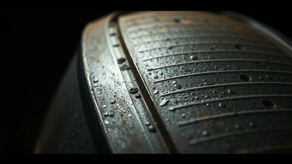 Primer plano de un barril de petróleo metálico con textura, iluminación dramática lateral, fondo oscuro
