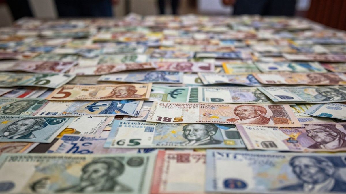 Imagen ilustrativa: un mercado financiero abstracto con símbolos de bonos y moneda en un fondo desenfocado.