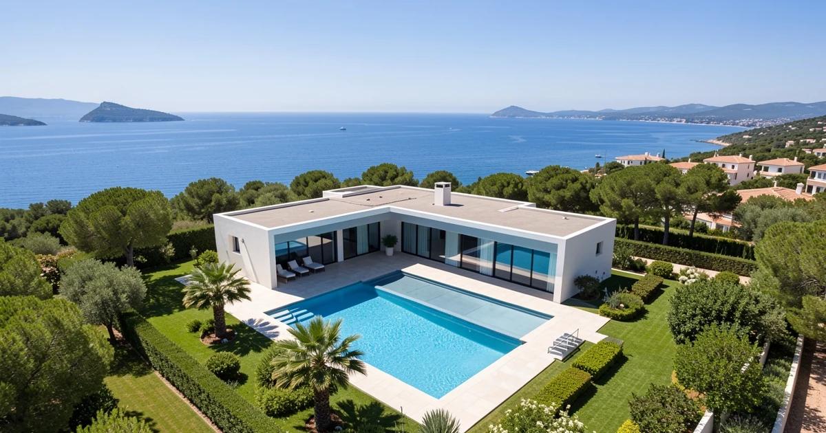 Vista aérea de villa de lujo con piscina en la Costa del Sol
