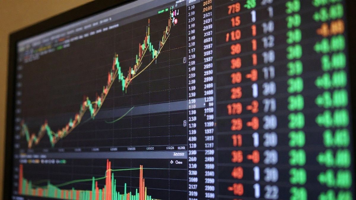 Illustrative image: a stock panel with fluctuating numbers and graphs, representing uncertainty in financial markets.