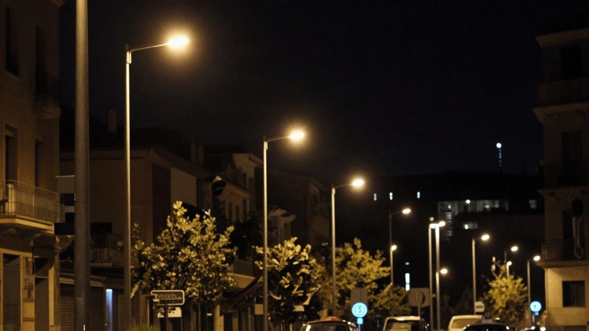 Imagen ilustrativa: escena nocturna con luces artificiales que representan un contexto tecnológico moderno.