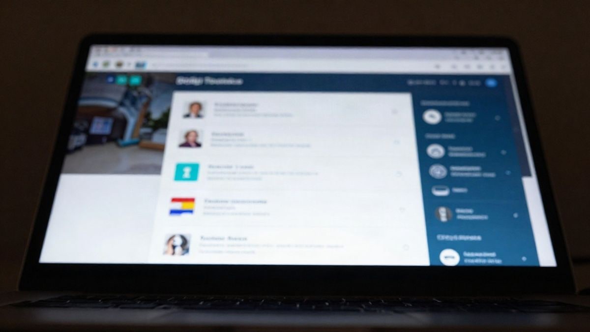 Imagen ilustrativa: interfaz de un portal de salud digital genérico con elementos de visualización de datos abstractos en el fondo.