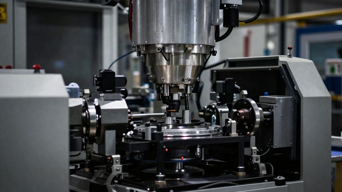 Illustrative image: detail of advanced machinery in a car manufacturing plant, reflecting innovation and technology in the automotive sector.