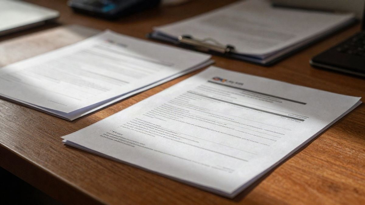 Illustrative image: work table with documents and business elements in a negotiation setting