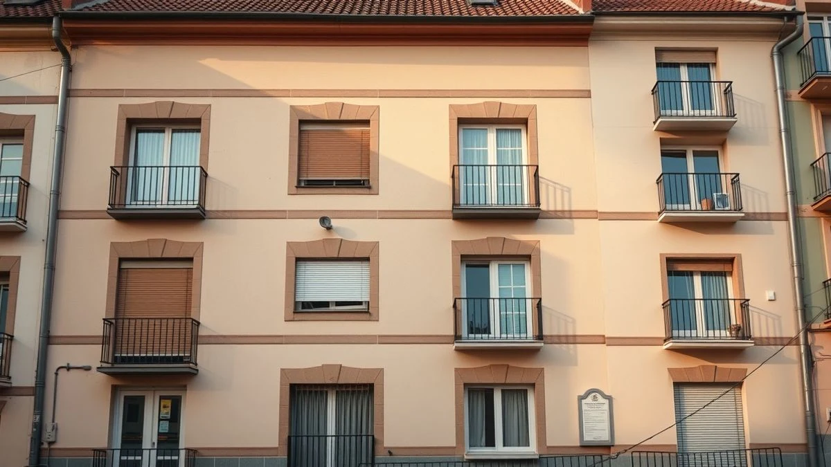 Fachada de un edificio residencial de cuatro plantas con balcones en una calle de Ferrol