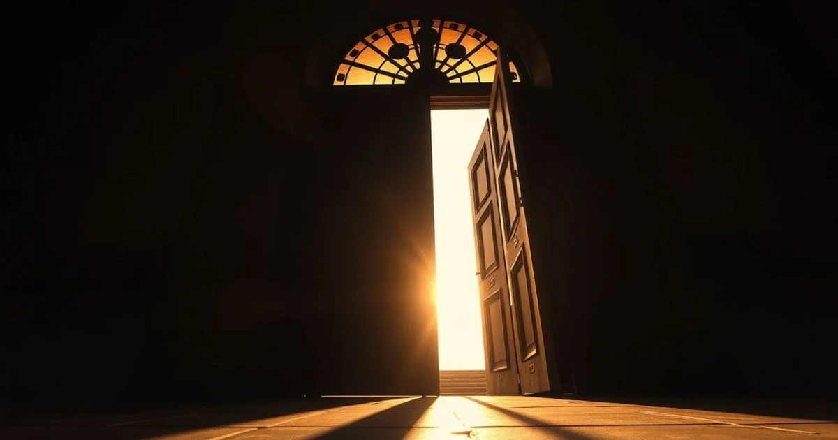 Puerta de la Casa Rosada al atardecer, con luz dorada y sombras largas