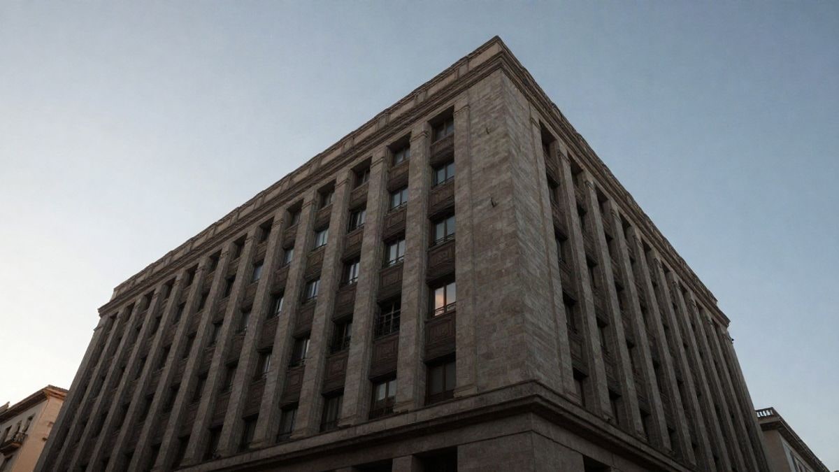 Illustrative image: view of a financial building with clear sky, representing the context of investments and finance.