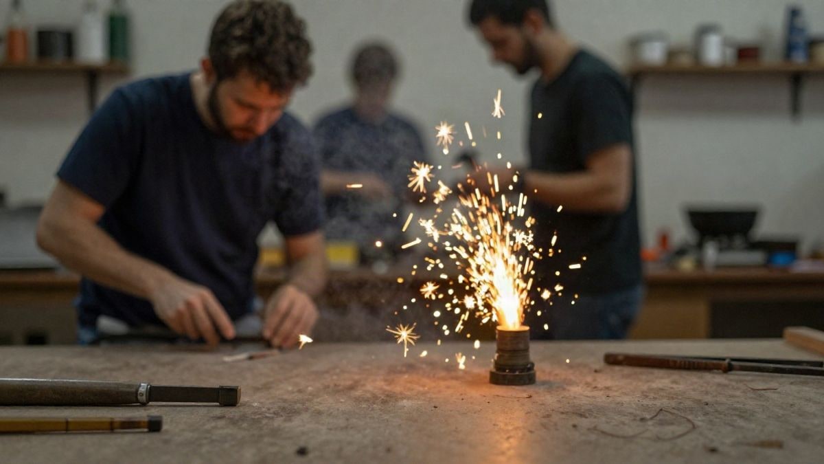 Illustrative image: a young person's hands working with industrial machinery in a workshop