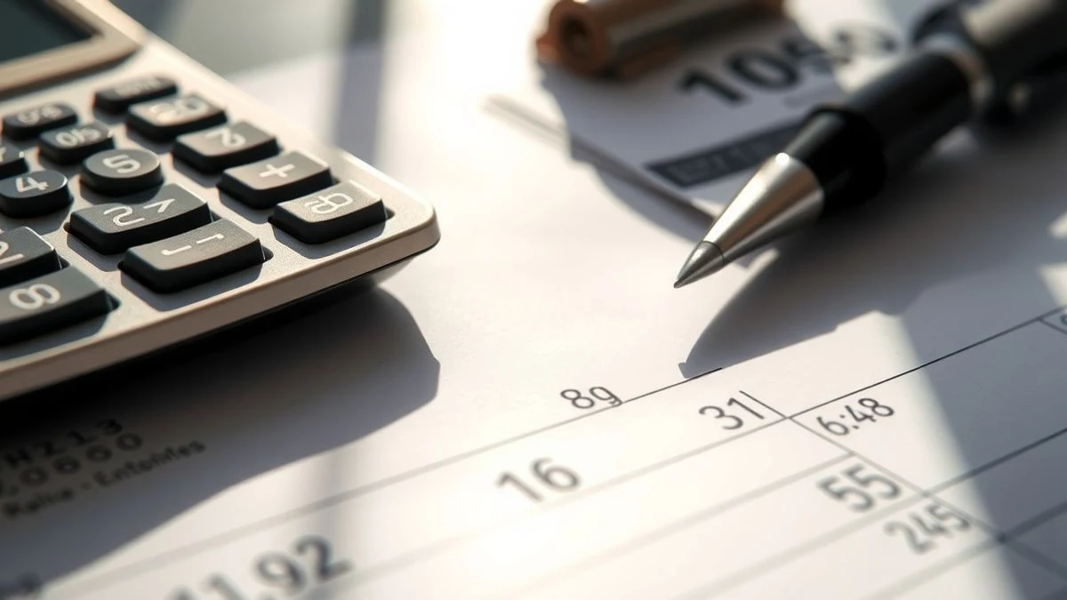 Primer plano de un formulario fiscal español con calculadora y bolígrafo